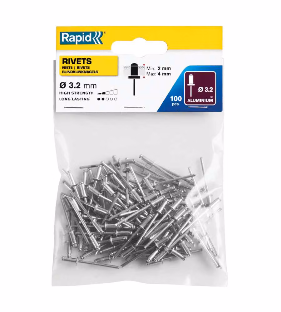 Rapid Rivetti in Alluminio d.3.2x8 mm - Confezione da 100 Pezzi