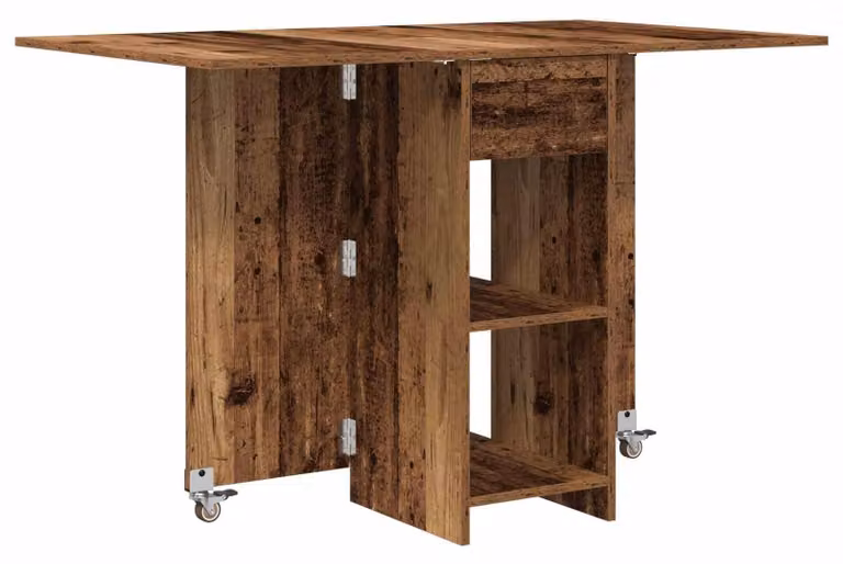 Tavolo pieghevole rettangolare da pranzo, dimensioni 115x70x75 cm, realizzato in legno verniciato