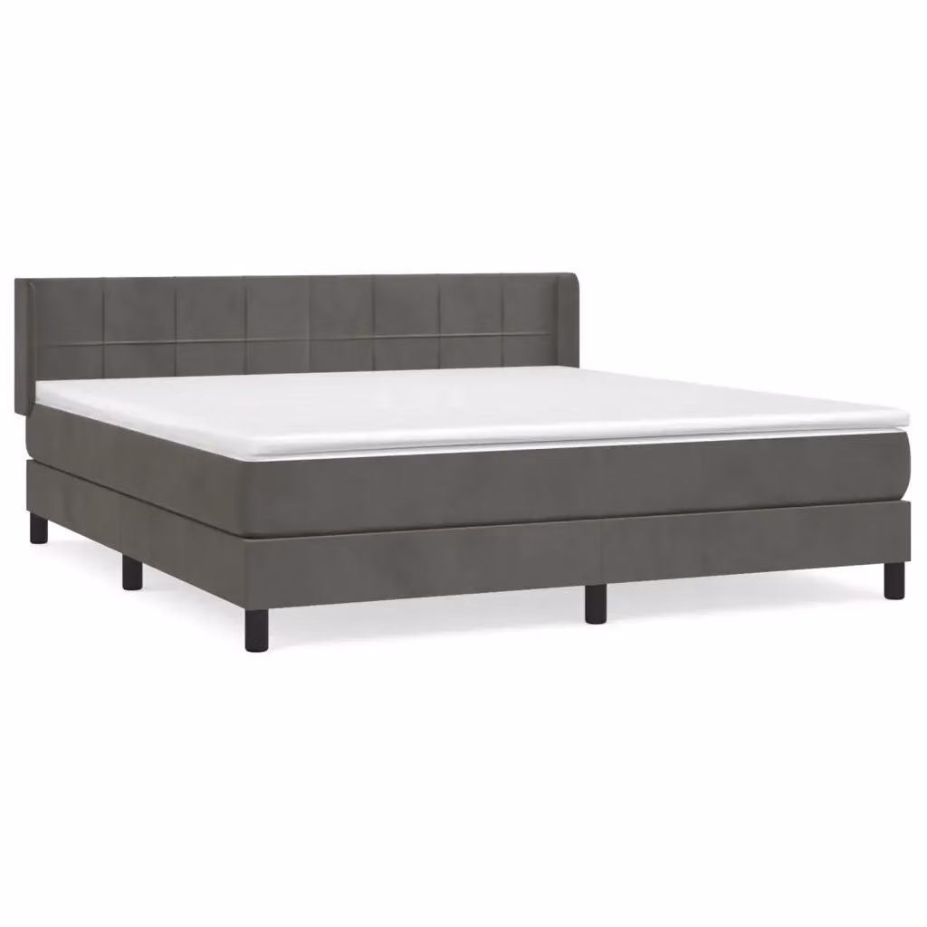 Letto Ibrido vidaXL con Giroletto a Molle e Materasso in Velluto Grigio e Bianco, Struttura in Legno di Larice, L/P: 180 x 200 cm – 2
