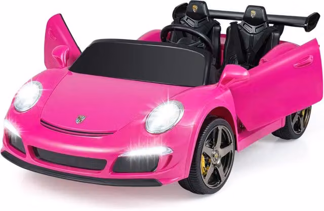 Auto elettrica per bambini stile supercar con trazione integrale e telecomando, colore rosa, L 133 cm x P 88 cm x H 50 cm