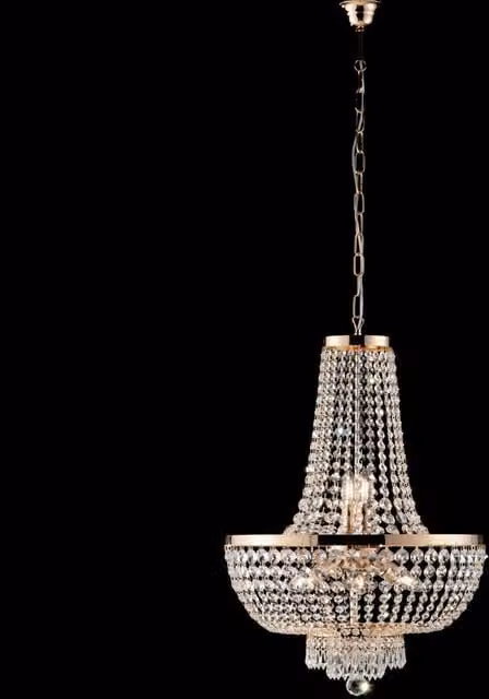 Lampadario Classico Mozart Bonetti Illumina in Metallo e Cristallo Oro con 8 Luci E14