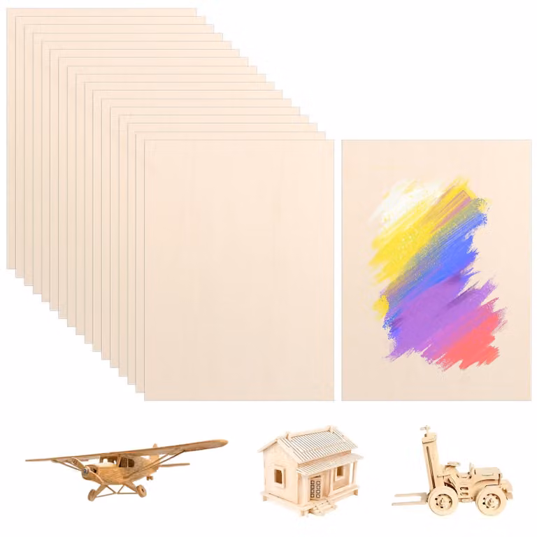 Pannelli multistrato da 3 mm, 42x30 cm, confezione da 18 pezzi, legno per lavori manuali