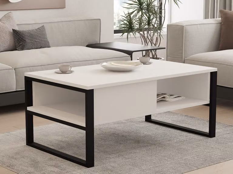 Skye Decor, Devon - Bianco, tavolini da salotto, bianco, 100 x 60 x 44 cm