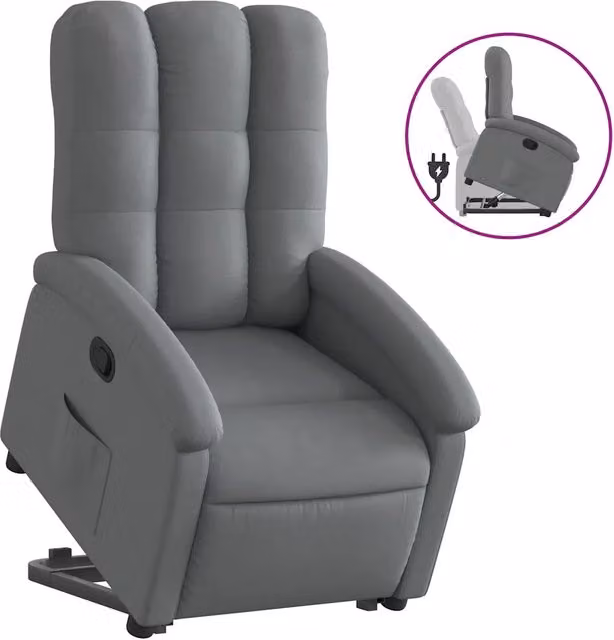 Poltrona | Sedia Relax Alzapersona Reclinabile Grigio Scuro in Tessuto