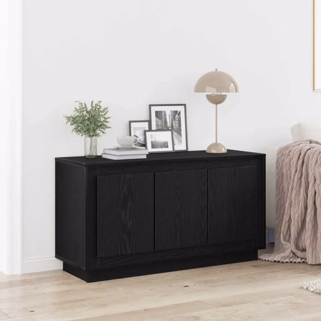 Credenza Buffet e Madia Moderna in Legno Multistrato Rovere e Nero, L: 102 cm, P: 35 cm, H: 55 cm – 2