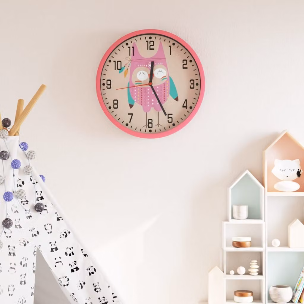 Orologio da Parete Analogico vidaXL Rosa con Movimento Silenzioso in Vetro e Polistirene Ø 25,5 cm