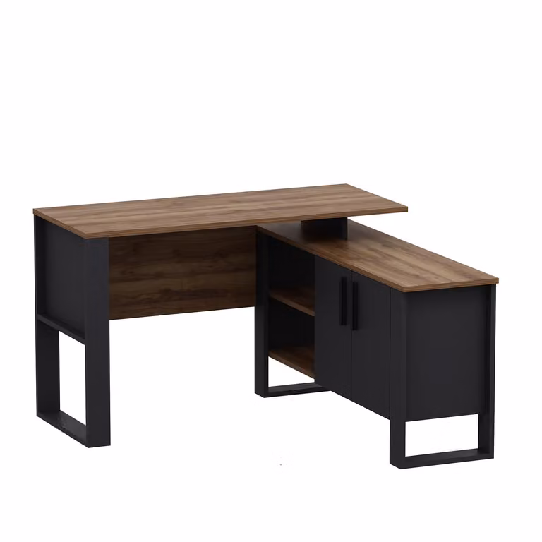 Homidea ARES scrivania angolare moderna – Scrivania per computer a forma di L con ripiani e cassetti per l'ufficio e la casa 120/120 x 50 / 35 x 73,8 cm ( antracite - noce )