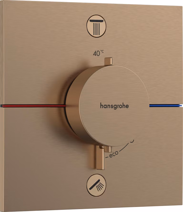hansgrohe ShowerSelect Comfort E thermostat, encastré, 2 consommateurs, rosace carrée, avec combinaison de sécurité, 15578140, 15578140