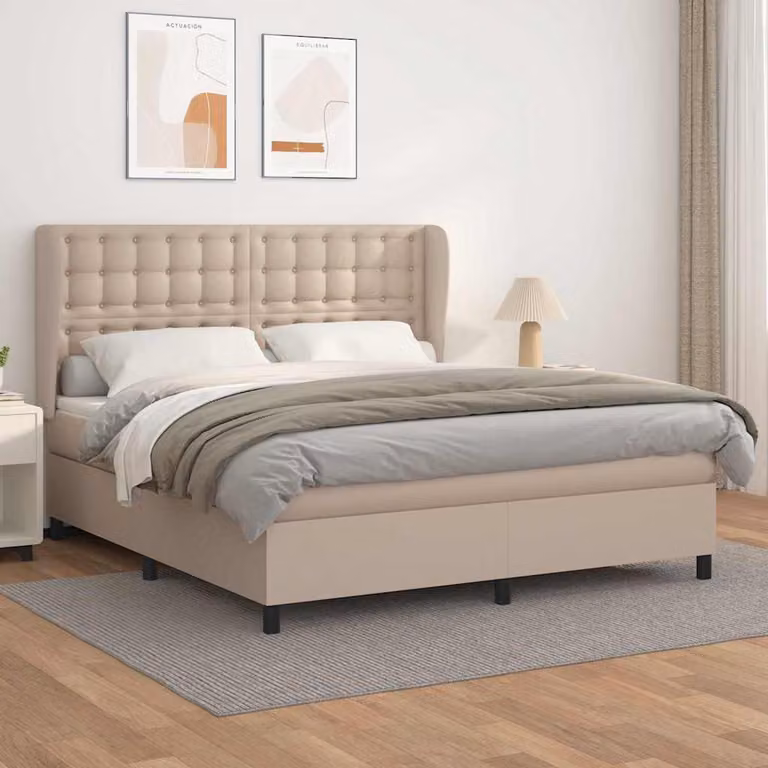 vidaXL Giroletto a Molle con Materasso in Similpelle Colore Cappuccino L/P/H: 180 x 200 cm