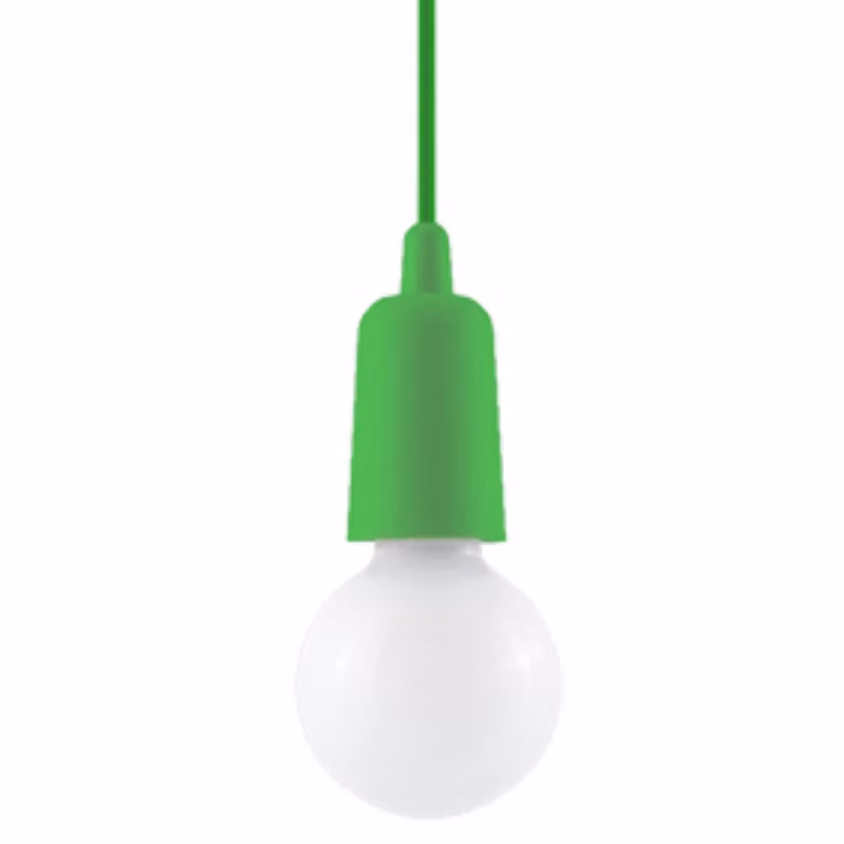 Lampada a sospensione DIEGO 1 verde 1xE27 15W PVC 90x9x9cm Sollux Lighting