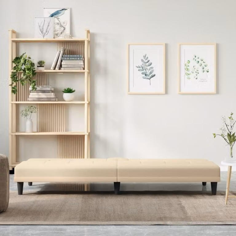 Maison Exclusive - Divano letto con portabicchieri, rivestito in tessuto color crema
