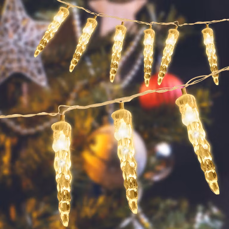 Jayseuw 5M 40 LED ghiacciolo luce tenda bianco caldo fata luci 8 modalità di luce decorazione di Natale