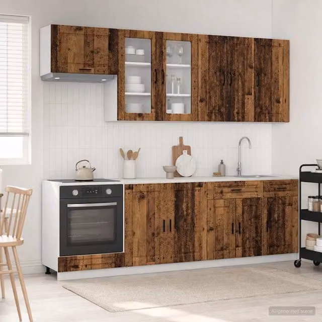 Unità cucina moderna vidaXL PORTO composta da 8 pezzi in legno marrone con ante e cassetti – 1