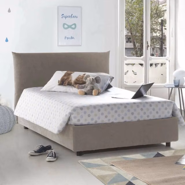 Letto Arpaise Talamo Italia con Materasso Incluso, Grigio, L/P/H: 120 x 200 cm