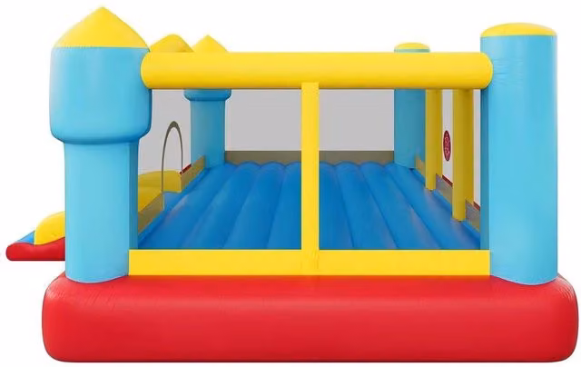 Castello Gonfiabile Parco Gioco per Bambini con Scivolo e Canestro Multicolore L/P/H: 448 x 420 x 207 cm