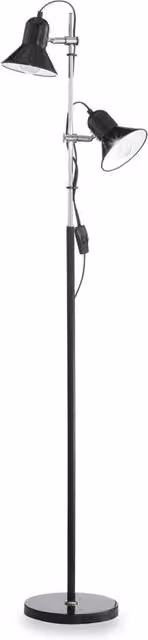 Piantana Moderna Polly IDEAL LUX in Metallo Nero e Cromo con 2 Luci E27 Regolabile H 220 cm, L 154 cm, P 22 cm