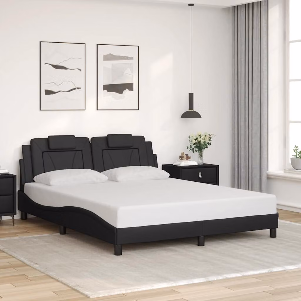 vidaXL Giroletto Viana senza Materasso in Similpelle Nero 160x200 cm – 1