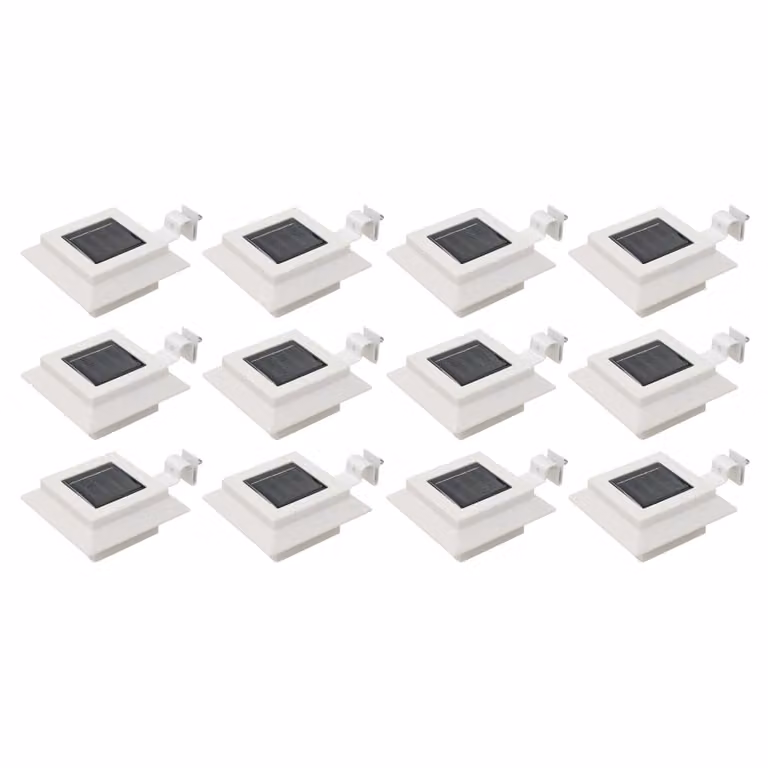 The Living Store Luci solari da esterno 12 pz. LED Rettangolare 12 cm Bianco