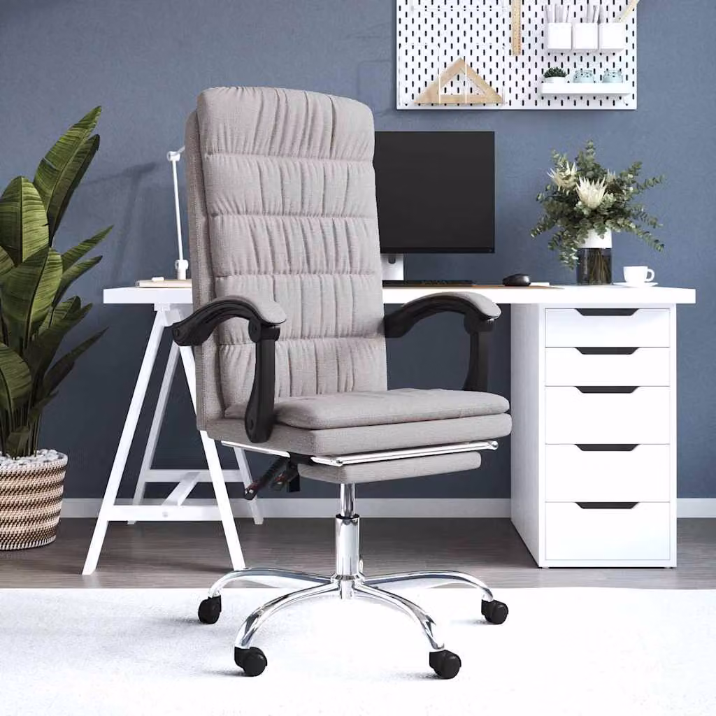 Poltrona da ufficio executive vidaXL reclinabile in tessuto beige e grigio con braccioli e ruote
