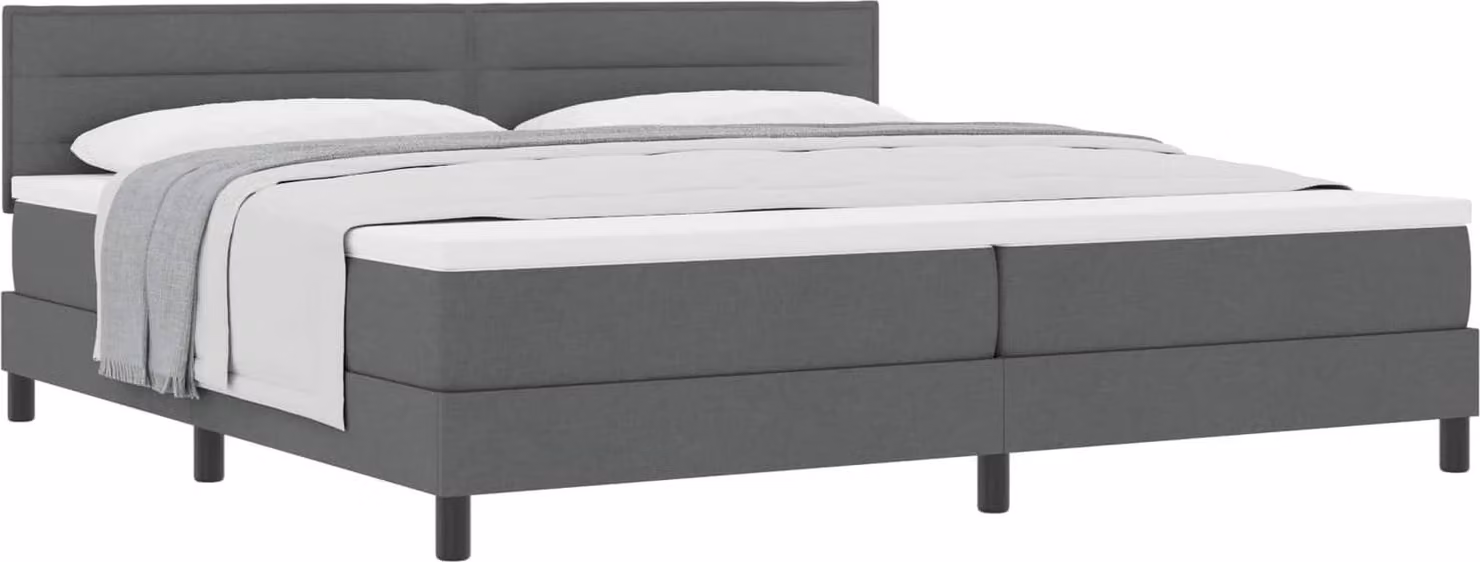 Letto a molle con testiera Grigio scuro 200 x 200 cm Tessuto