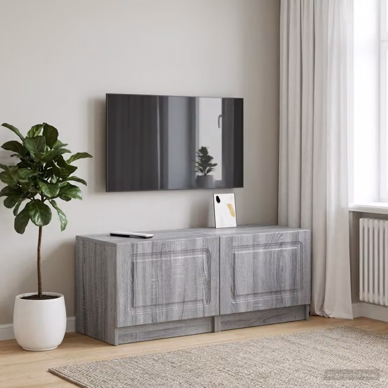 Mobile TV vidaXL in legno ingegnerizzato Sonoma grigio con scomparti multimediali e design moderno