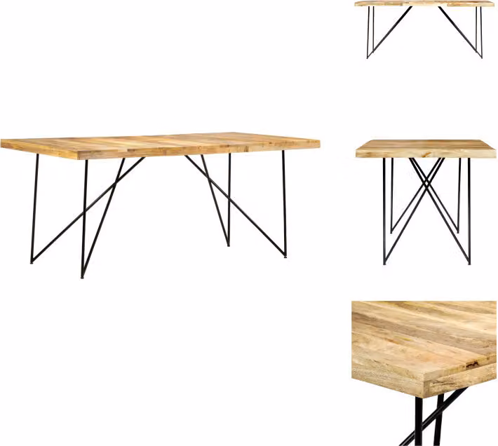 vidaXL Tavolo da pranzo 180×90×76 cm in legno massiccio di mango - Tavoli da pranzo