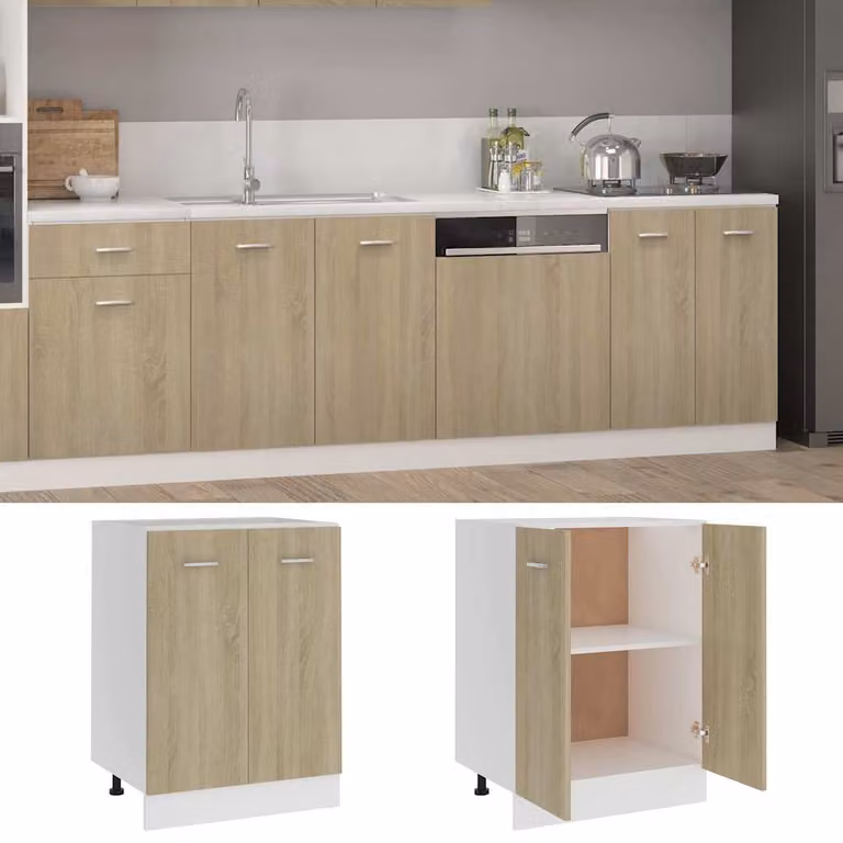 vidaXL Armadio Inferiore “Lyon” Rovere Sonoma 60x46x81,5 cm