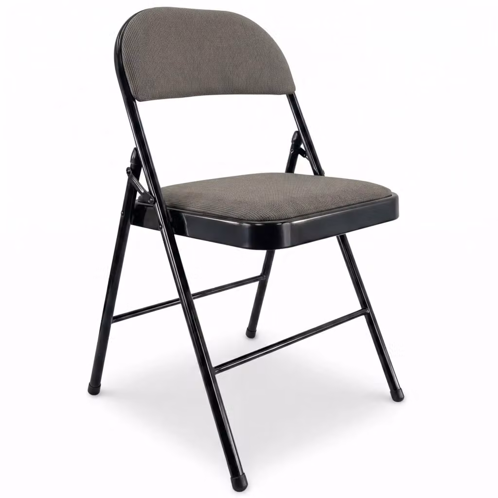 Set di 6 sedie pieghevoli impilabili Marvin in metallo con seduta imbottita in tessuto, colore nero e grigio – 2