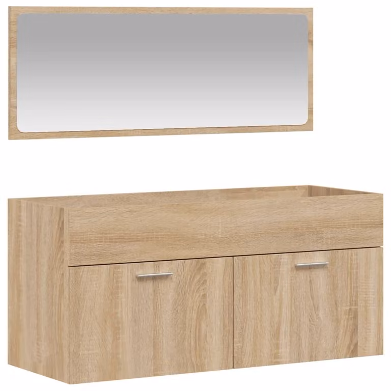 Mobile da Bagno con Specchio Rovere Sonoma in Legno Multistrato