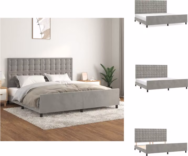 vidaXL Letto con testiera in velluto grigio chiaro 200x200 cm - Letti & Reti