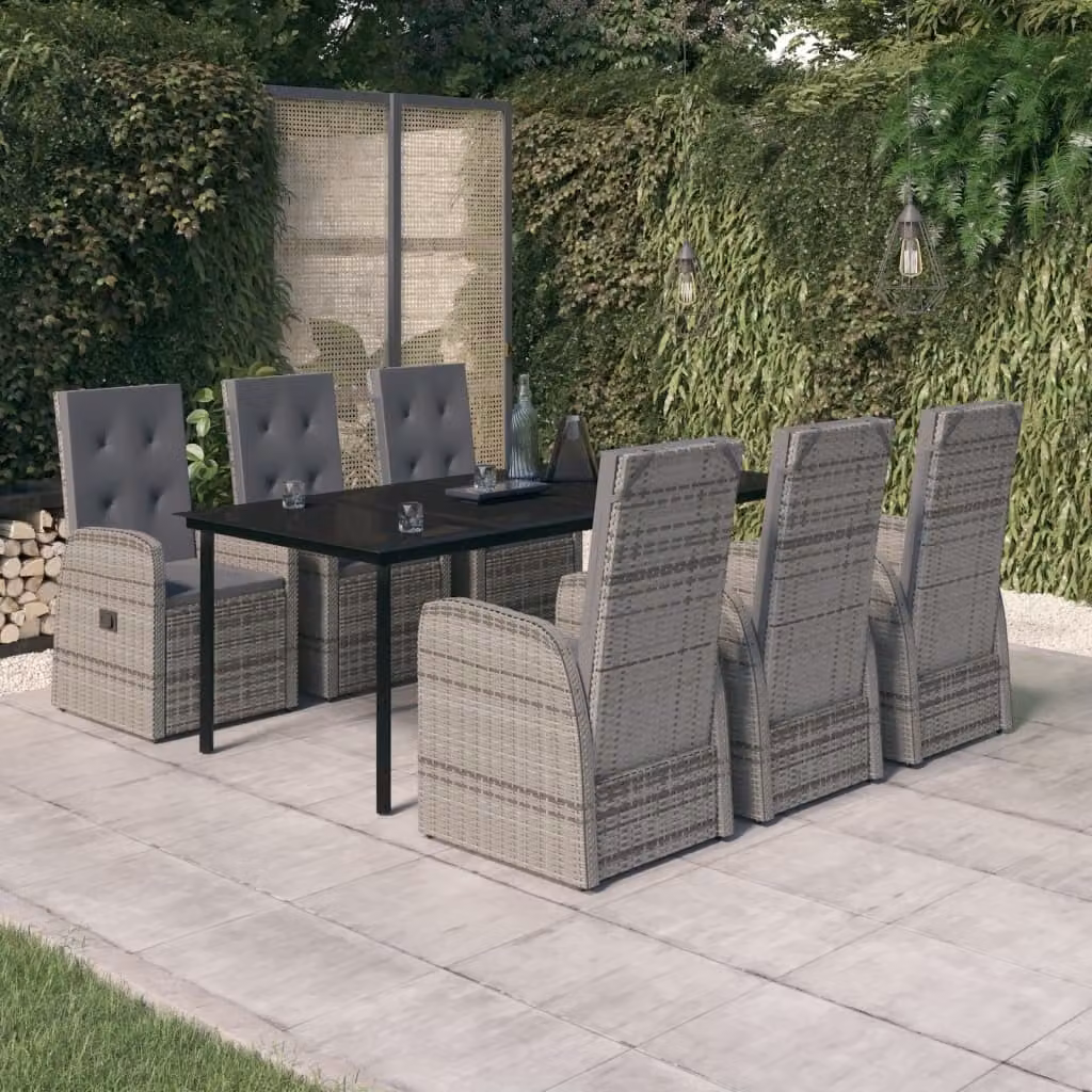 The Living Store Set da pranzo da giardino 7 pezzi con cuscini grigio