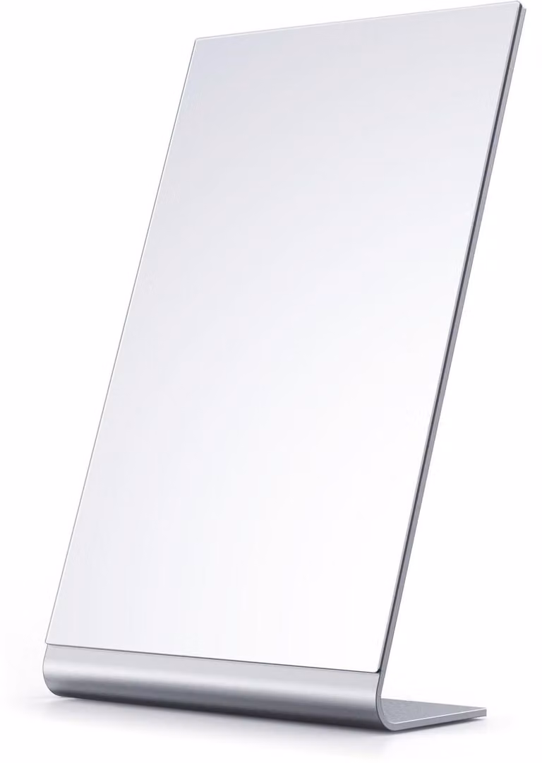 Specchio da trucco moderno in alluminio - forma rettangolare, 30 cm