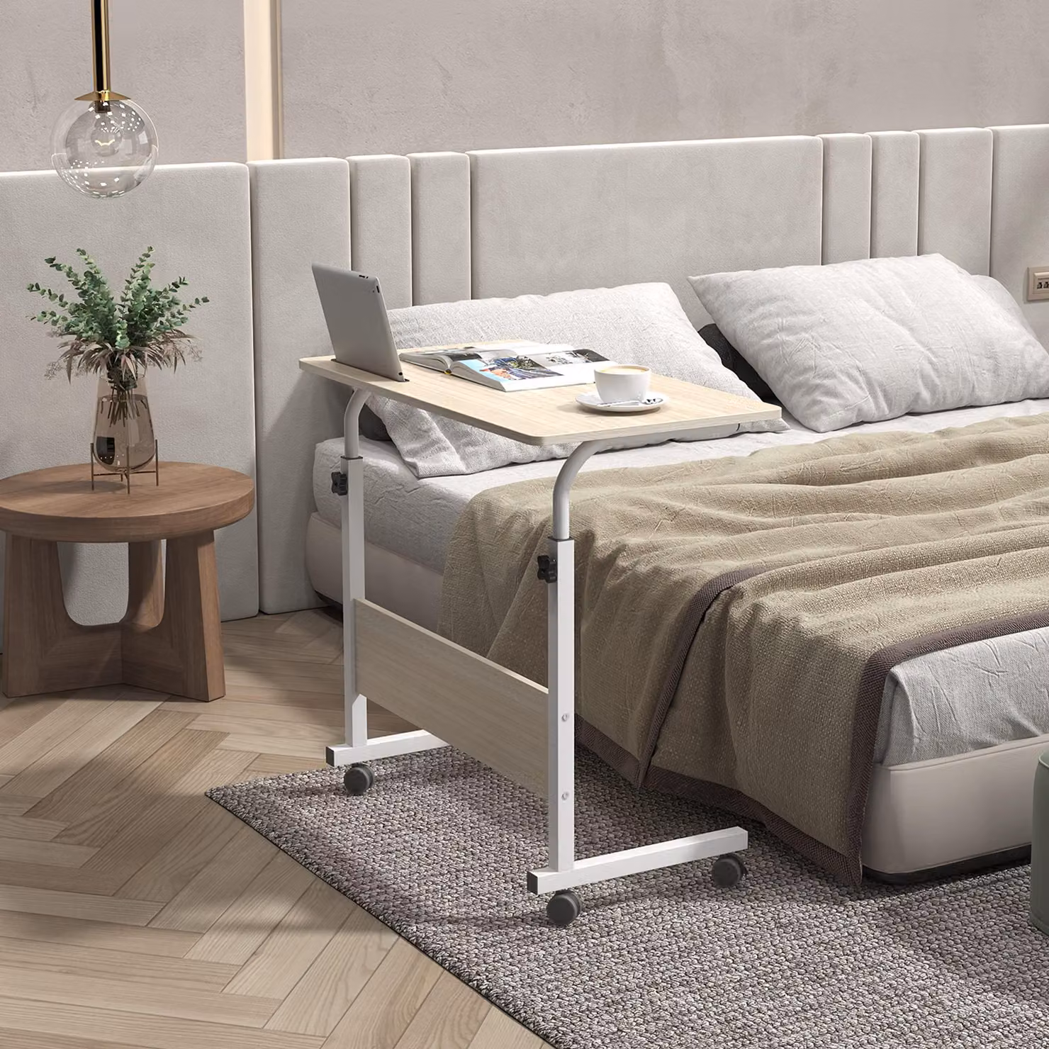 Tavolo da lavoro mobile, con altezza regolabile, 80 x 40 cm, tavolino per computer o come accessorio per divani letto