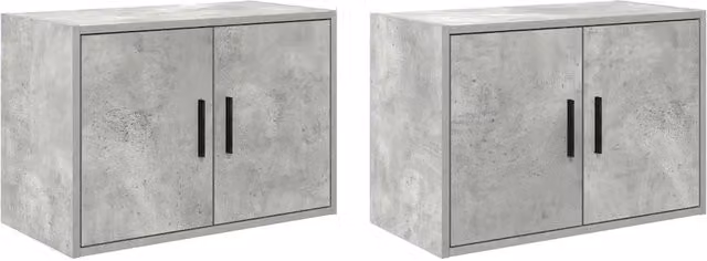 Set di 2 pensili da parete moderni in legno composito grigio per garage o home office, L: 60 cm, P: 30 cm, H: 41 cm