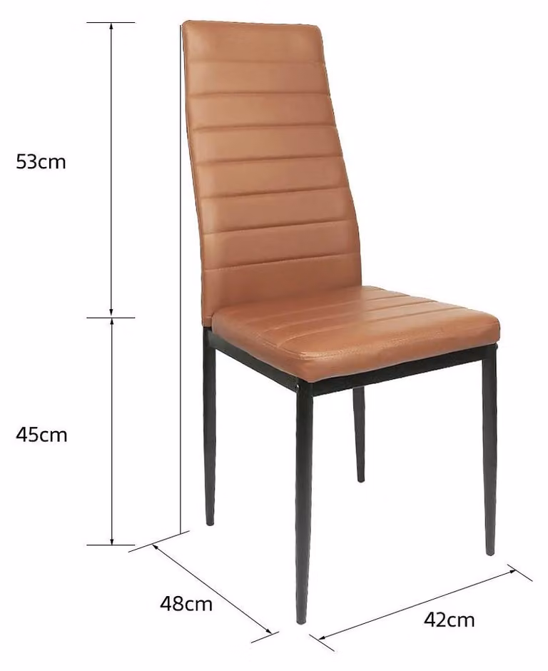 Set di 4 sedie da pranzo - Sedie imbottite per la cucina - Similcuoio - Gambe in metallo - Design moderno - Marrone cioccolato