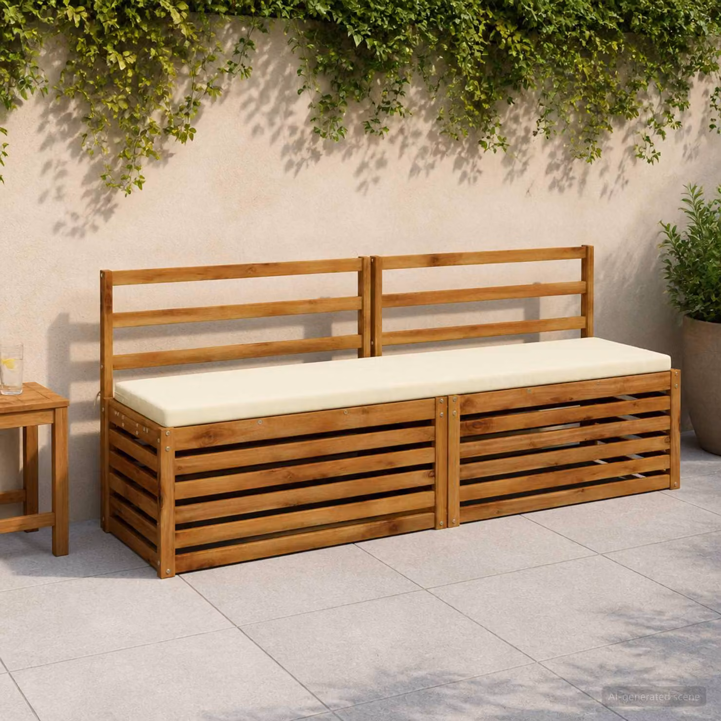 Set di 2 cuscini per panchina vidaXL in poliestere beige con imbottitura in schiuma e coperture rimovibili lavabili