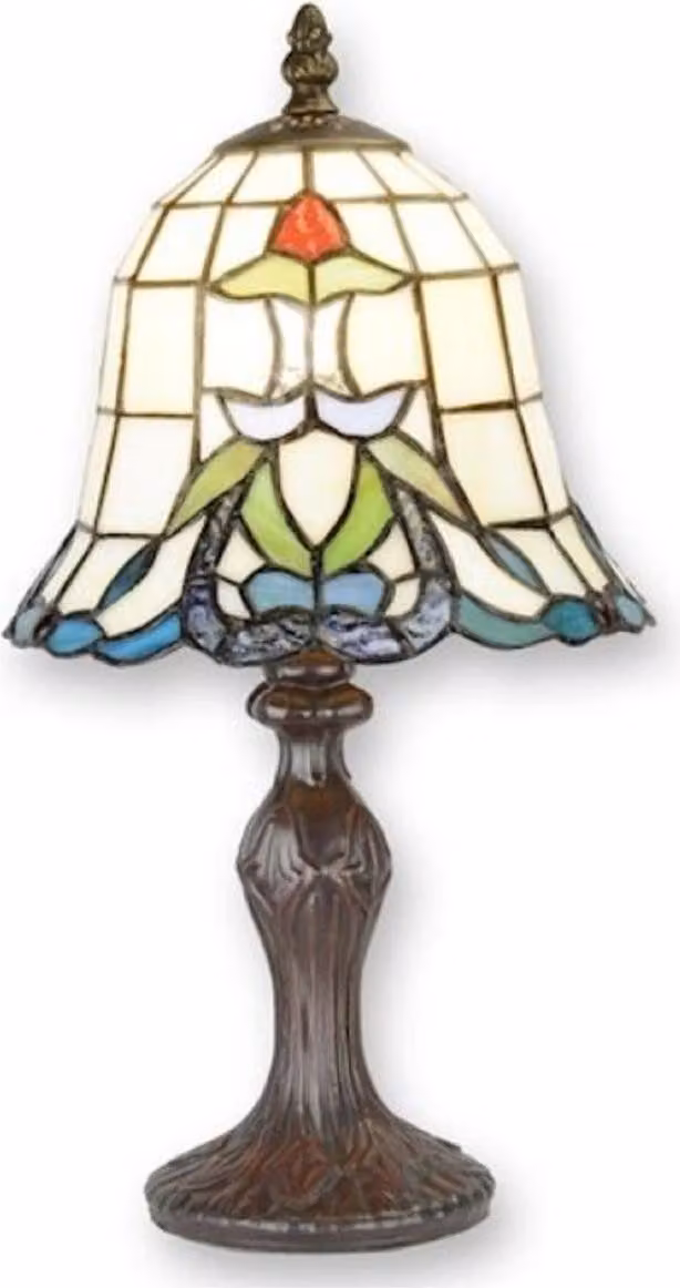 Casa Padrino Luxury Tiffany Stool Lamp Multicolore Ø 19,5 x H. 36,5 cm - Lampada da tavolo Tiffany - Lampada da scrivania Tiffany - Luci Tiffany - Luci - Interni