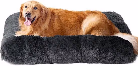 Cuscino per cani grande e lavabile, tappetino antiscivolo per cani con pelo lungo in morbido peluche, tonalità di grigio, 112x85 cm