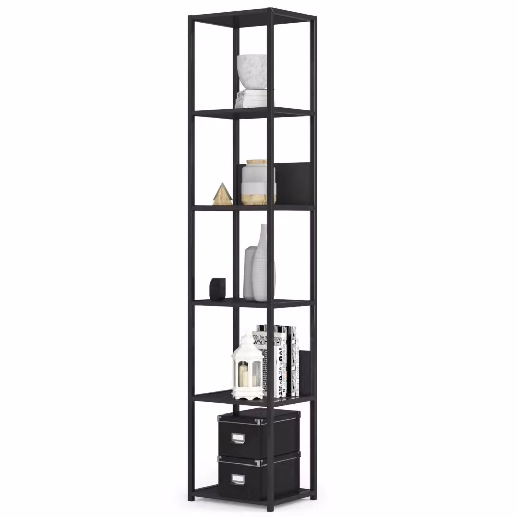 Scaffale Loft Akord in stile Industrial con ripiani in legno e struttura in metallo, Nero, L 40 cm x P 32 cm x H 192 cm – 2