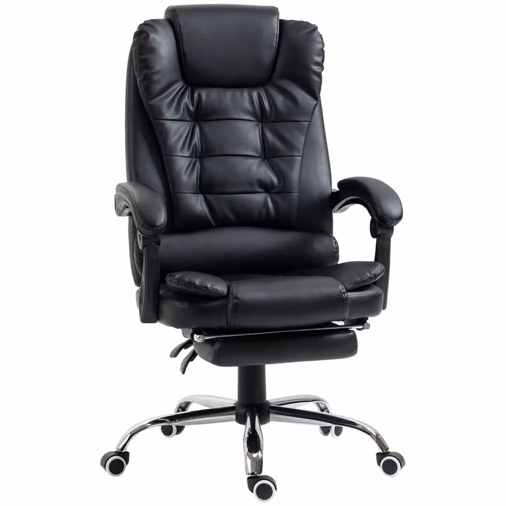 Poltrona da ufficio Zephmum reclinabile e girevole in ecopelle nera con poggiatesta e braccioli L/P/H: 64.5 x 69 x 117 cm – 2