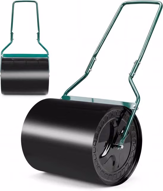 Rullo metallico manuale per prato da giardino DESIGN IN nero, capacità 60 l, per livellare e compattare il terreno con acqua o sabbia – 1
