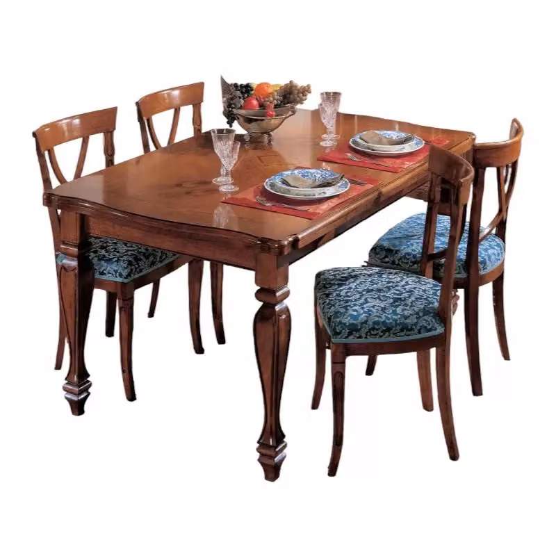 Tavolo classico Bassano di Mobili 2G allungabile rettangolare in legno marrone L: 160 cm, P: 100 cm, H: 80 cm – 1