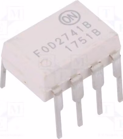 Optoaccoppiatori; Montaggio su circuito stampato; Canali: 1; Uscita: Transistor; Tensione di isolamento: 5 kV; Tensione collettore-emettitore: 70 V; Confezione: DIP8; Modello: FOD2741B. Optoaccoppiatore - Uscita analogica