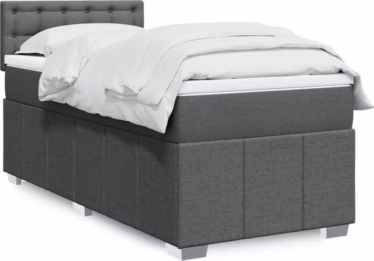 Maison Exclusive - Letto boxspring con materasso grigio scuro 90x190 cm Tessuto
