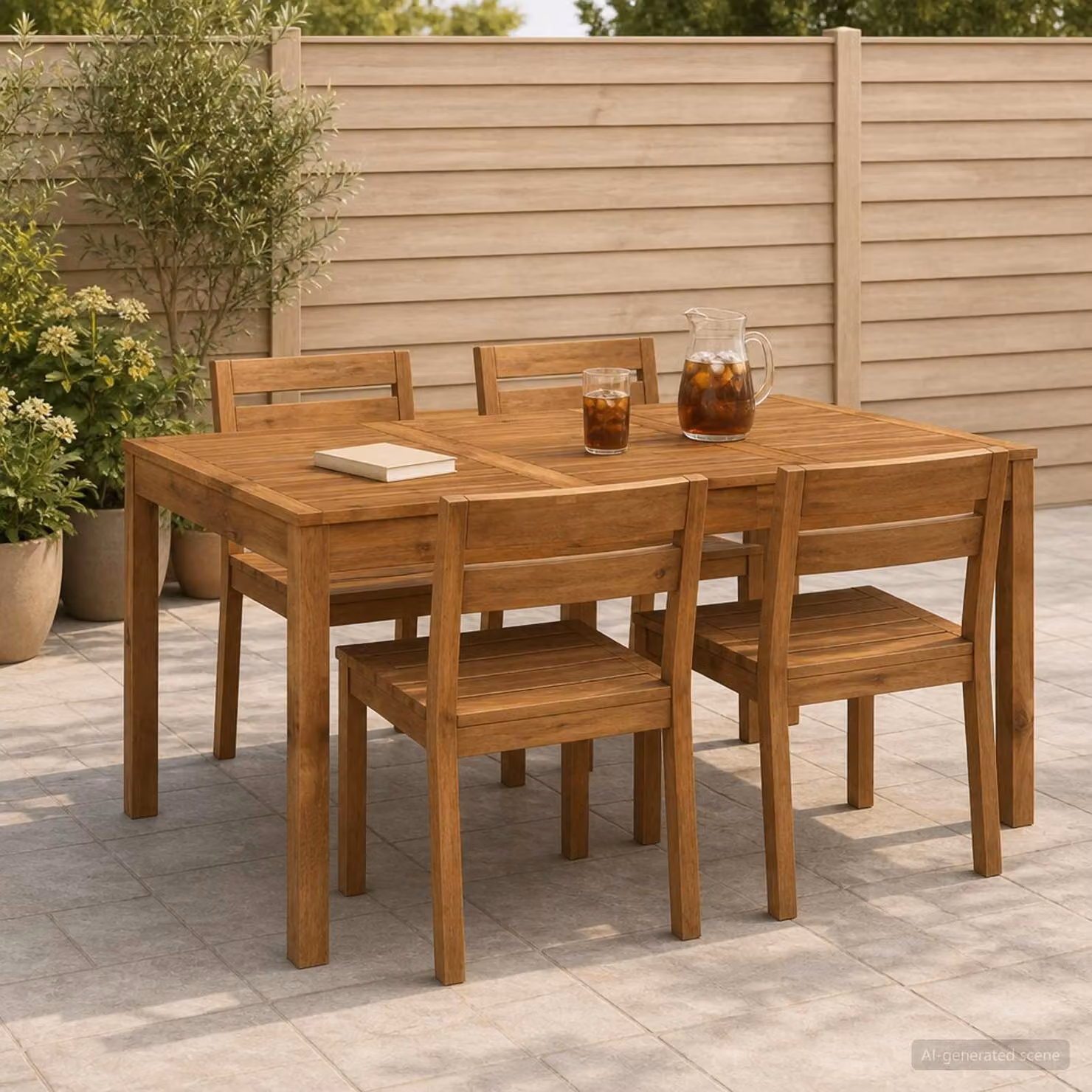vidaXL Tavolo da giardino rettangolare in legno di acacia marrone L: 147 cm, P: 88,5 cm, H: 75 cm