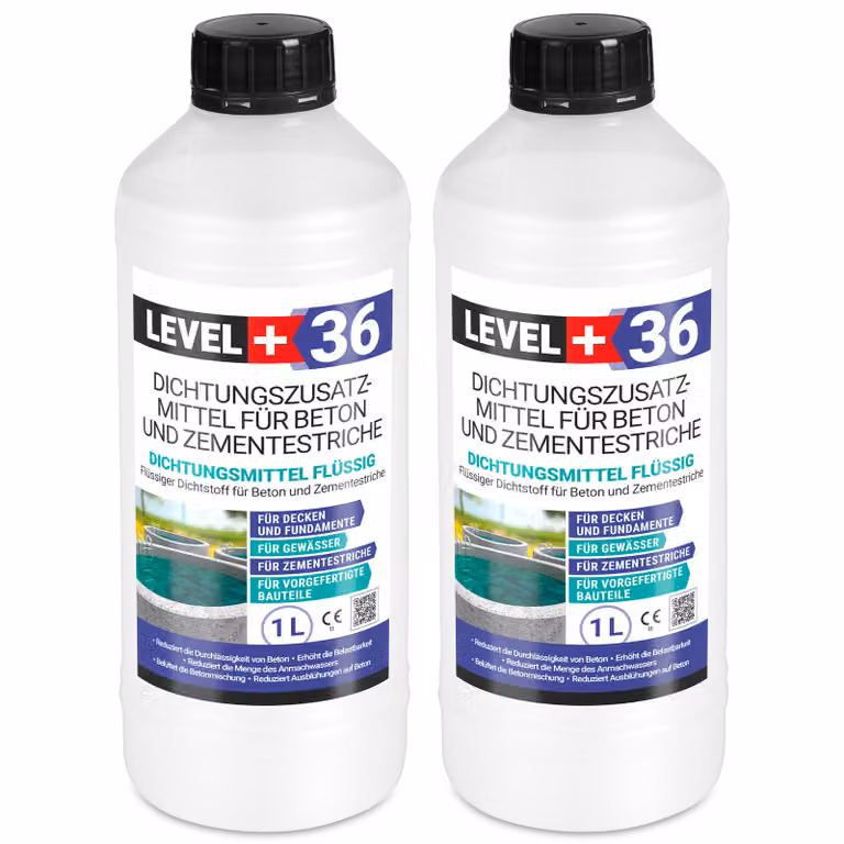 Plastificante impermeabilizzante per calcestruzzo e massetti 2L Livello+36