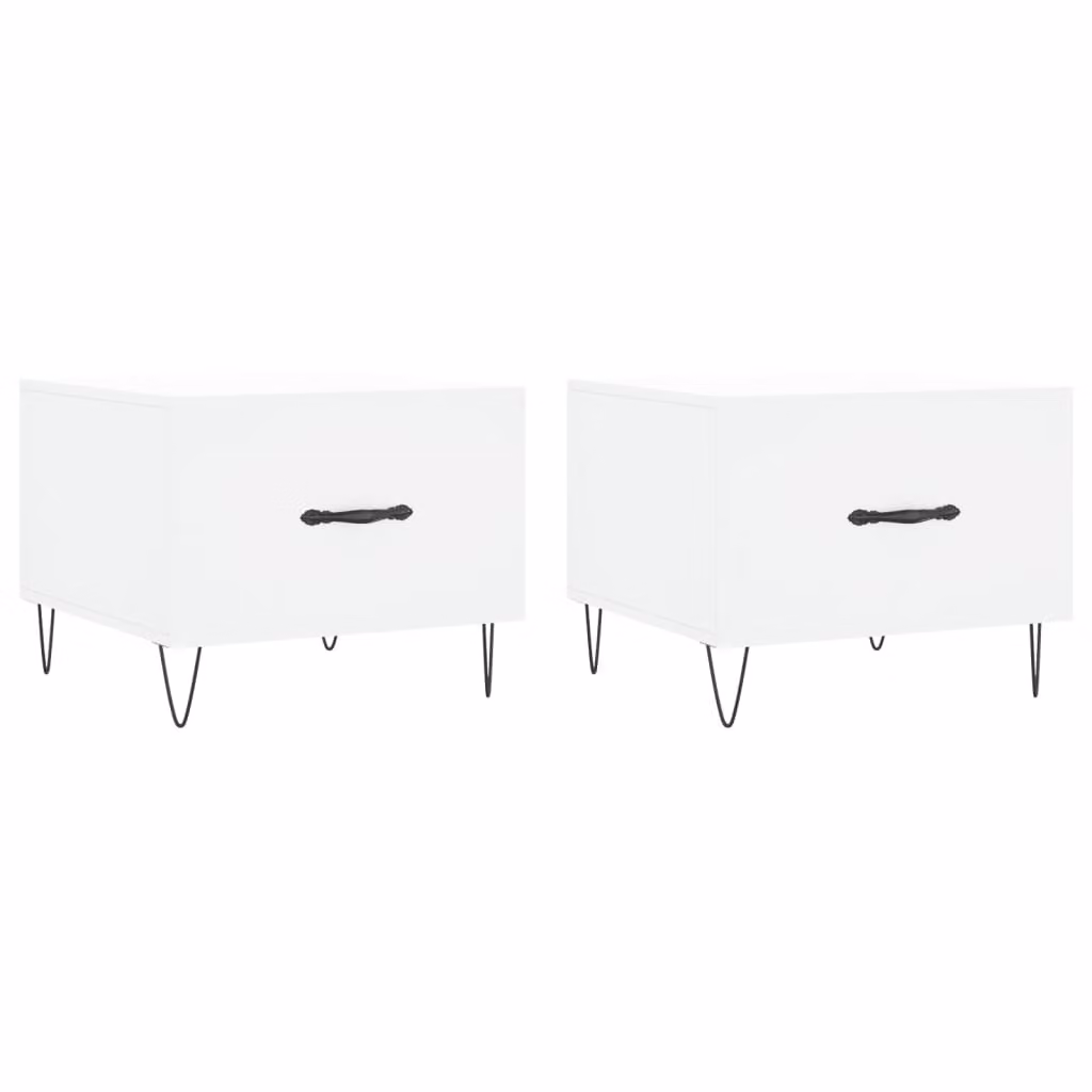 Tavolini da Salotto 2 pz Bianchi 50x50x40 cm Legno Multistrato