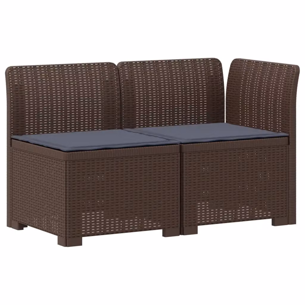 Divano da giardino a 2 posti vidaXL in rattan sintetico con cuscini rimovibili, grigio e marrone – 2