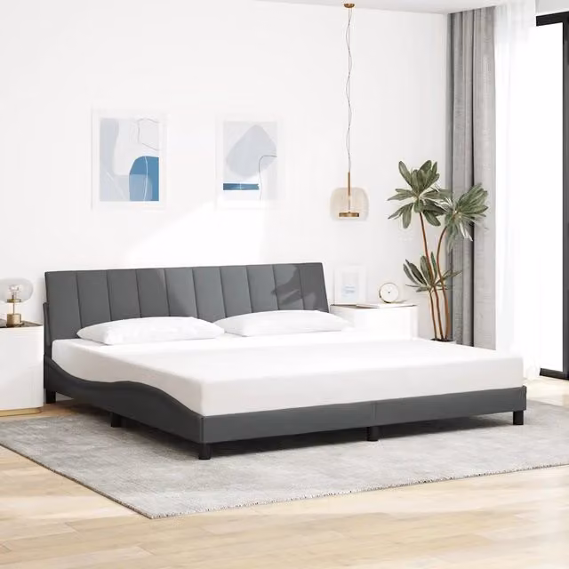 Giroletto senza Materasso-Struttura Letto Hanko Grigio Scuro 200x200 cm Tessuto 940942
