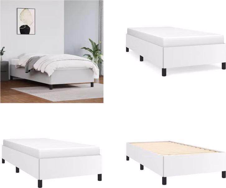 vidaXL Struttura letto bianca 90x200 cm in Pelle finta - Struttura letto - Cornici letto - Letto - Mobili per la camera da letto